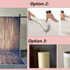 Three options for an underwater castle mermaid theme party backdrop including a wooden backdrop and two foam props.