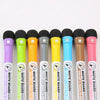 A set of ten magnetic dry-erase whiteboard markers in various colors including purple, green, orange, gray, yellow, blue, bro