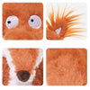 Close-up views of an adorable orange fox plushie showing its face, fur texture, and detail.