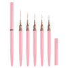 A set of five ultra-fine nail art liner brushes in pink and gold packaging.