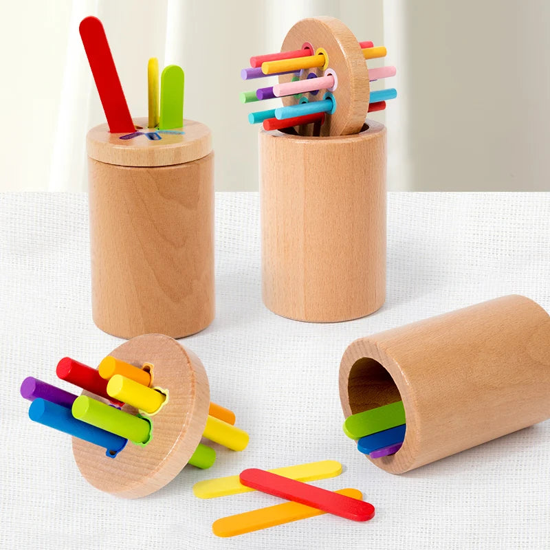Wooden Color Sorting Toy for Toddlers – Montessori Fine Motor Skills Game