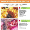 Comparison of square and round diamond painting kits for mosaic effect and beginner ease