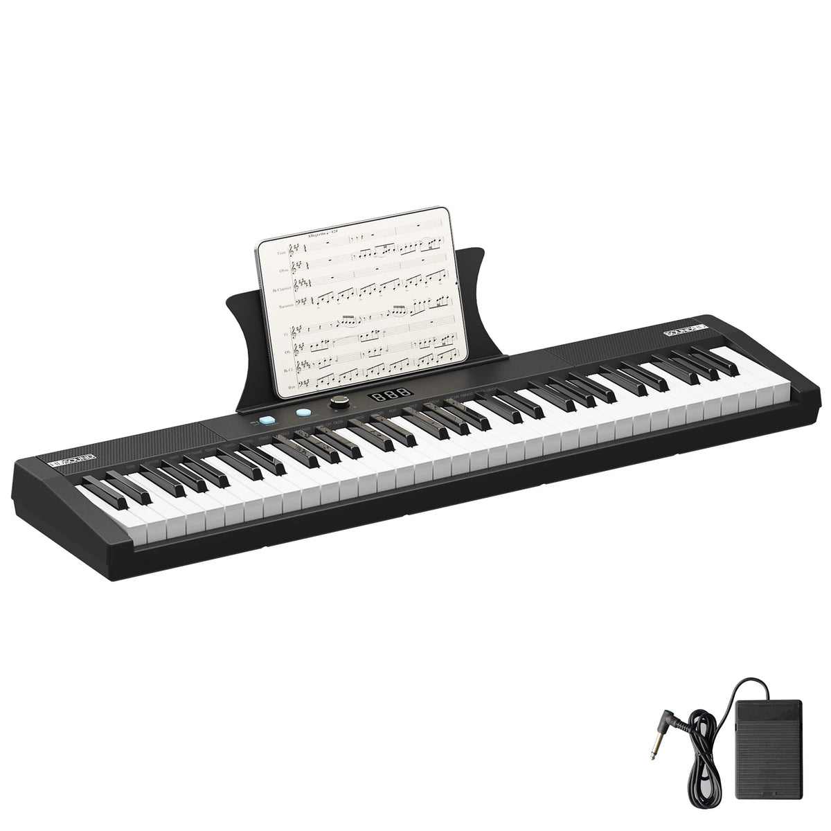 61-Key Portable Keyboard Piano with Stand, Bench, Headphones, and Pedal