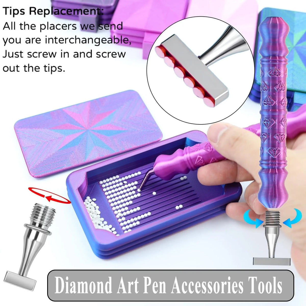 Diamond Painting Pen Set with Interchangeable Tips and Tray