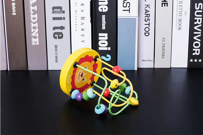 Wooden Bead Maze Roller Coaster with Abacus for Toddlers