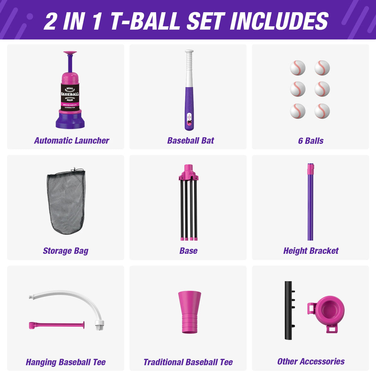 3-in-1 Kids Baseball Set with Auto Pitching Machine