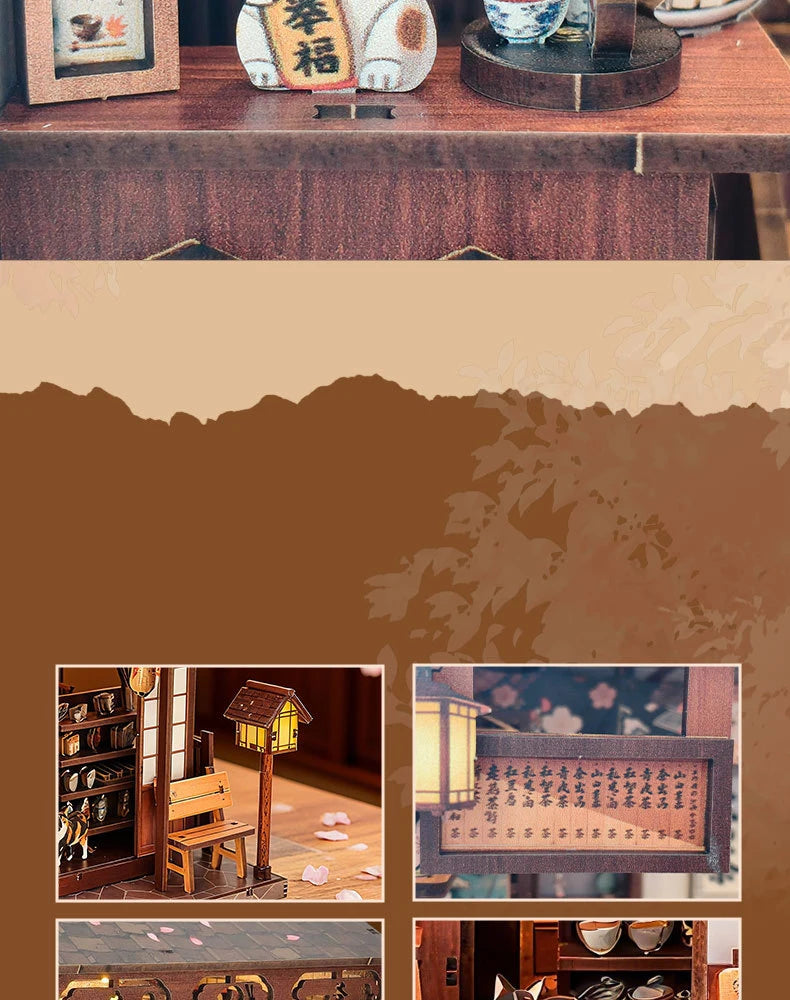 DIY Wooden Miniature Japanese Tavern Model Kit with LED Lighting