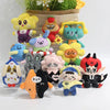 A collection of colorful plush pendant dolls featuring characters from GMMTV celebrity couples.