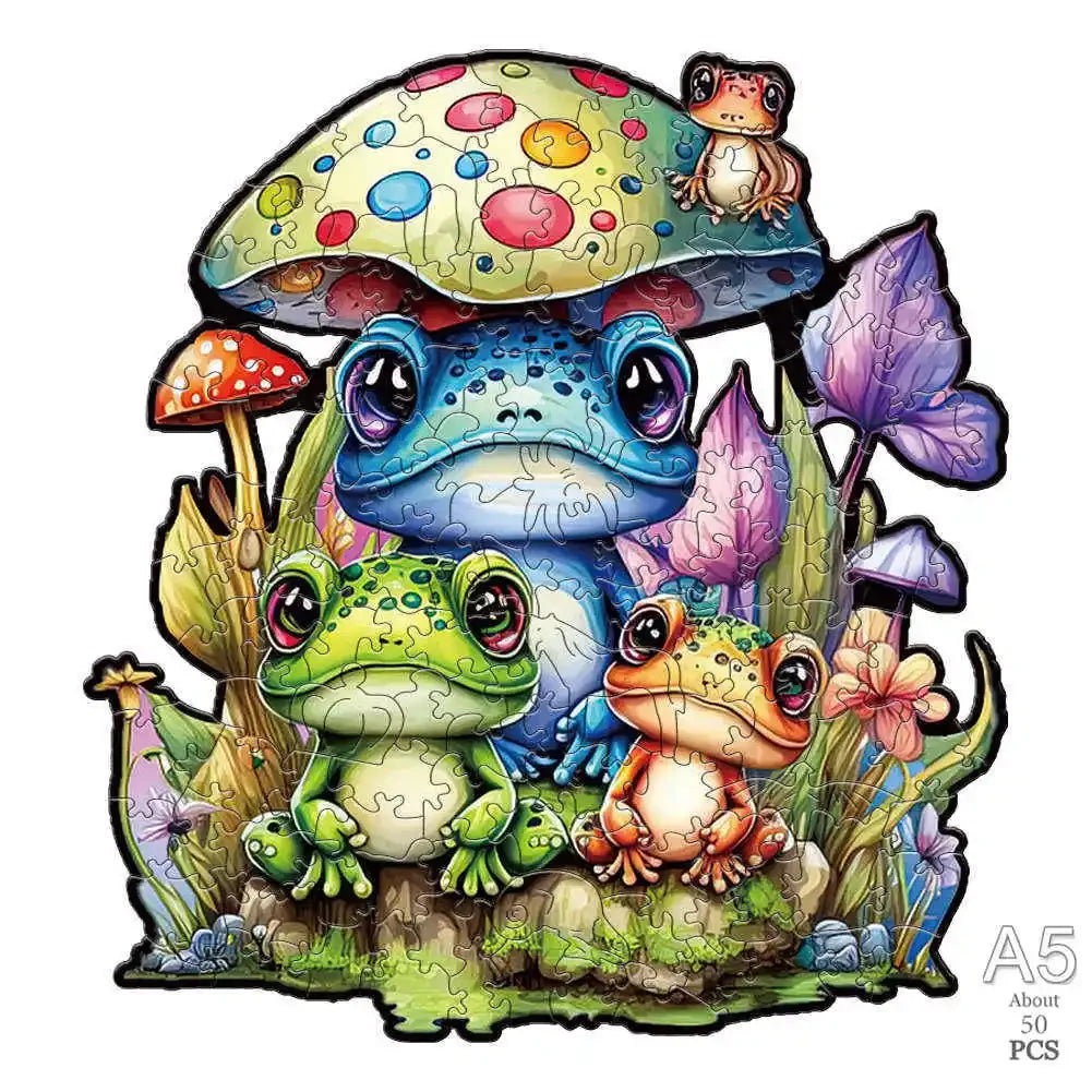 Wooden Frog Puzzle for Kids and Adults