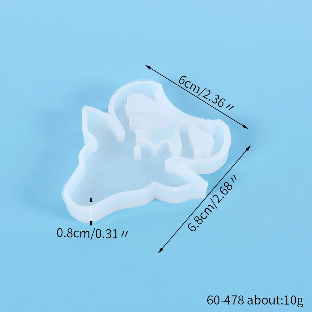 White silicone mold shaped like a reindeer for jewelry and craft projects