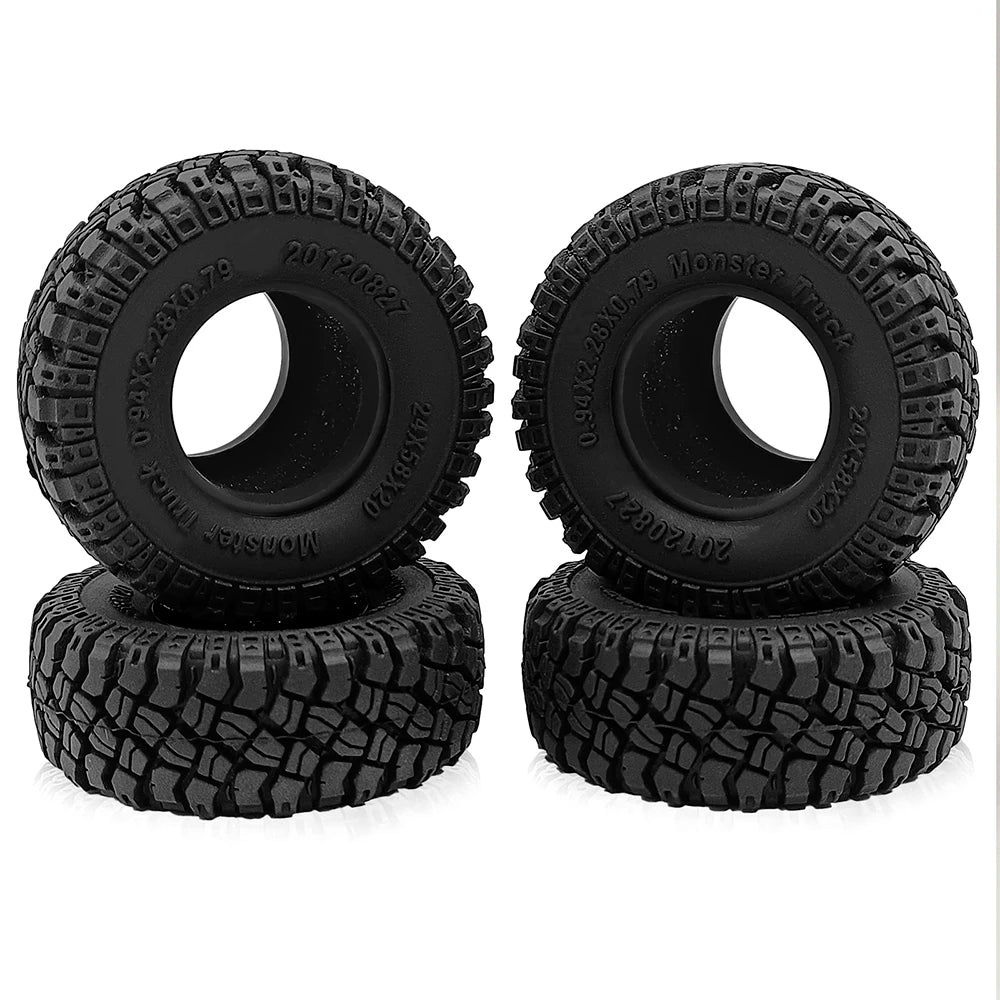 1.0" Mud Terrain Tires for 1/18 & 1/24 RC Crawlers (4-Pack)