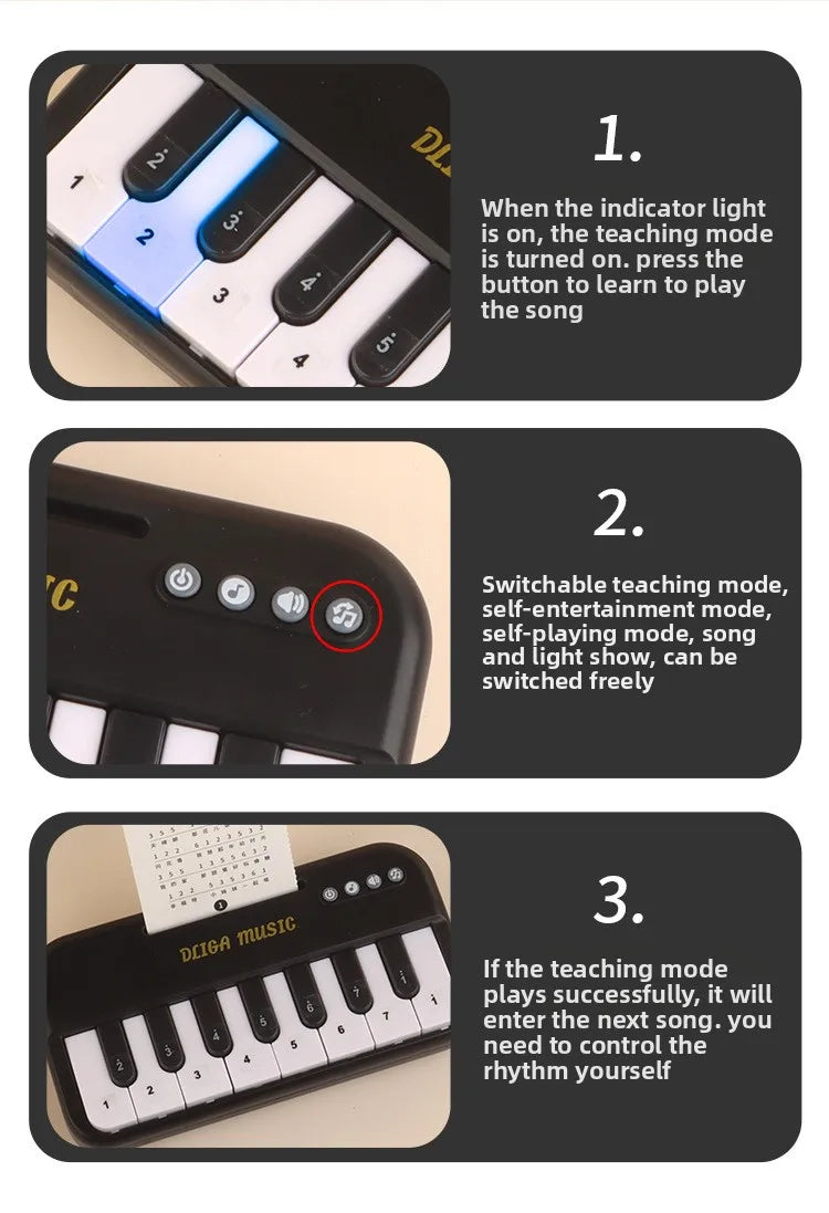 Mini Electronic Keyboard Piano with Light Effects for Kids