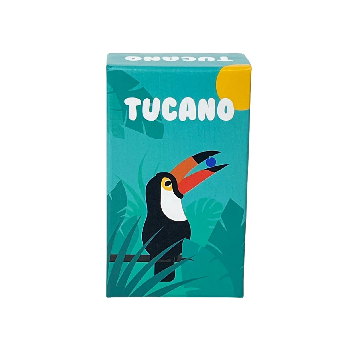 Box for the Tucano card game featuring a stylized toucan bird design on a teal background.