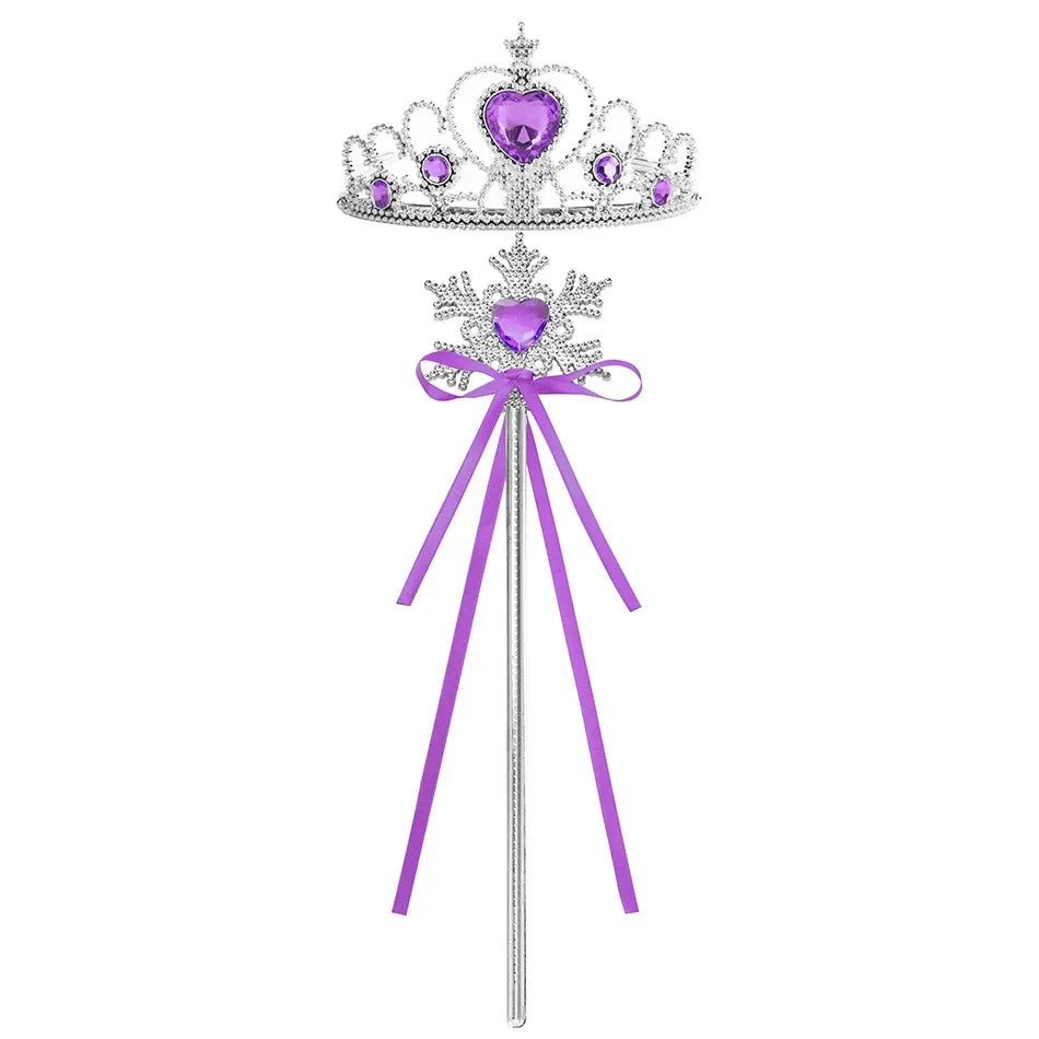 Silver and purple royal princess crown and wand dress-up playset