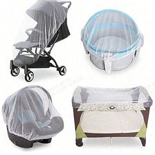 A set of universal mosquito nets and a portable baby stroller with an attached crib