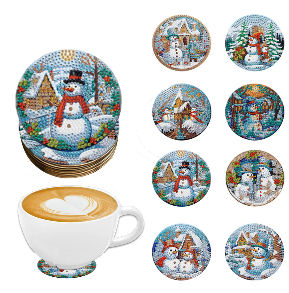 DIY Diamond Art Coaster Set for Christmas & More