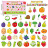 A collection of 43 magnetic fruits and vegetables for toddlers including apples, carrots, berries, and more.