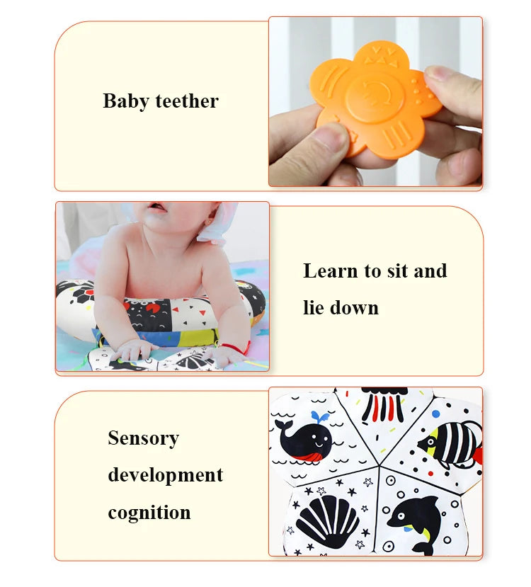 High-Contrast Tummy Time Pillow for Baby Sensory Development