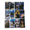 A collection of 12 tarot cards featuring dark fantasy and mystical figures, including warriors, demons, and mythical beasts.