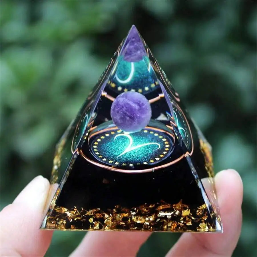 Zodiac Resin Pyramid Decoration with Crystal Ball