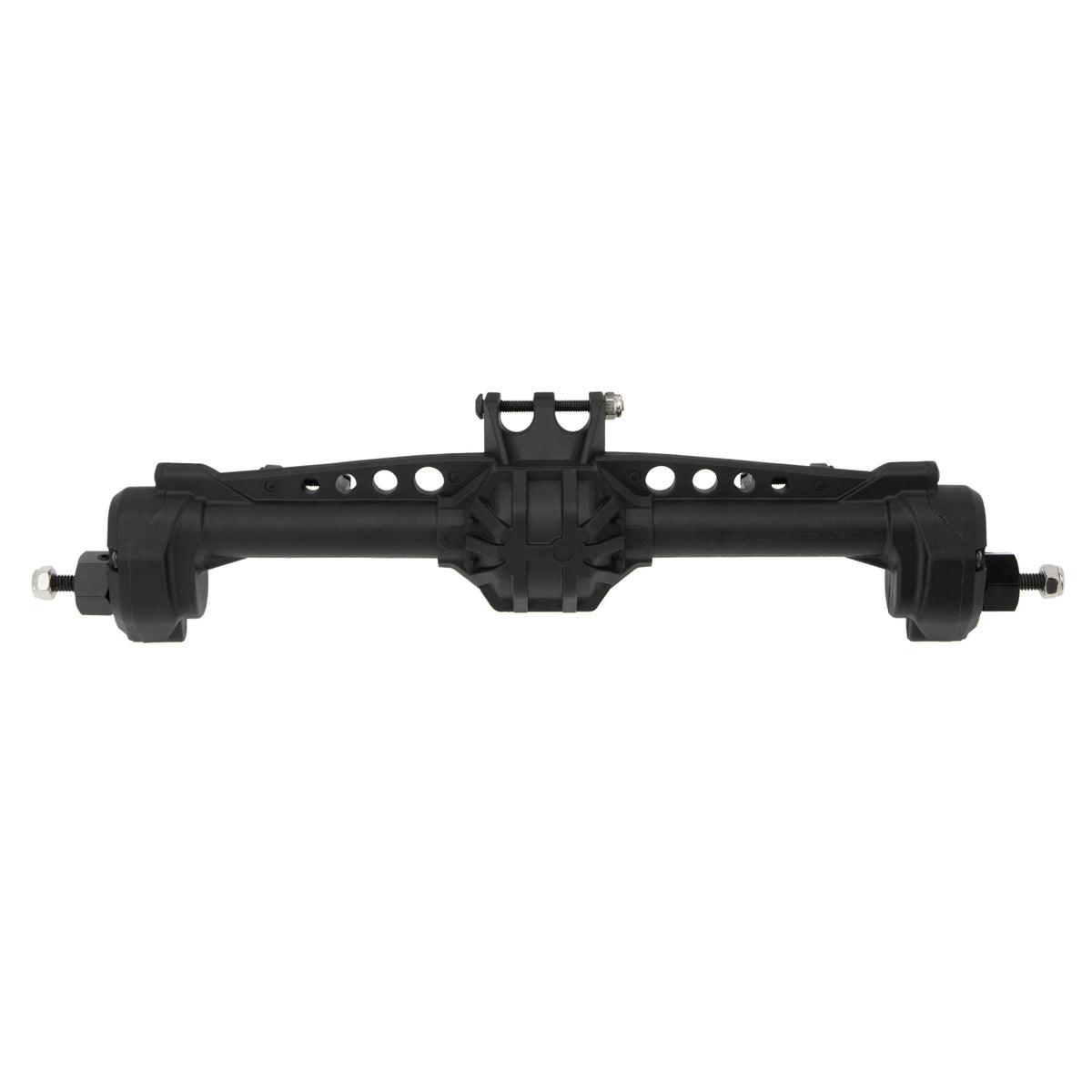 Black nylon portal axles for an Axial SCX10 RC crawler