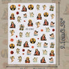 A sheet of vintage angel and saint nail art stickers featuring cherubs, roses, and crosses.