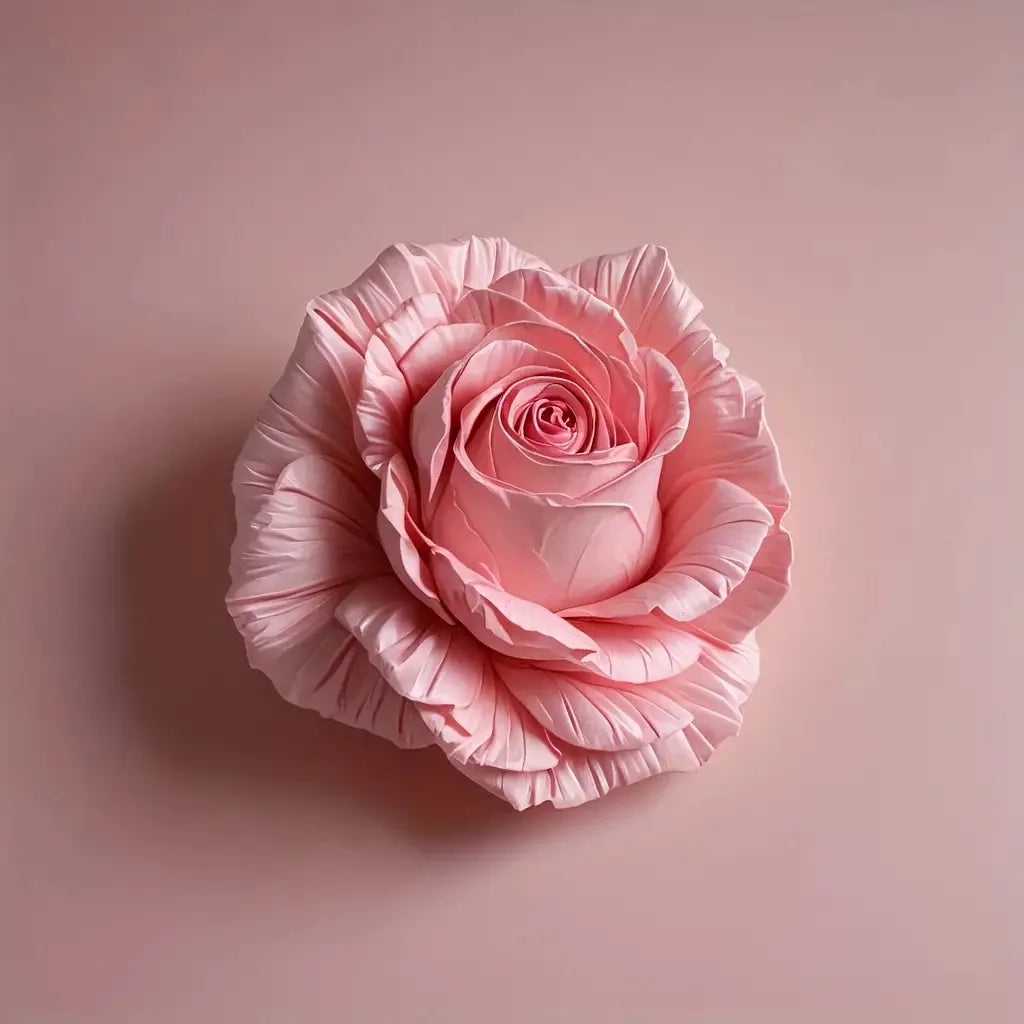 A soft pink rose made of floral silicone mold used for crafting candles, soap, and clay.