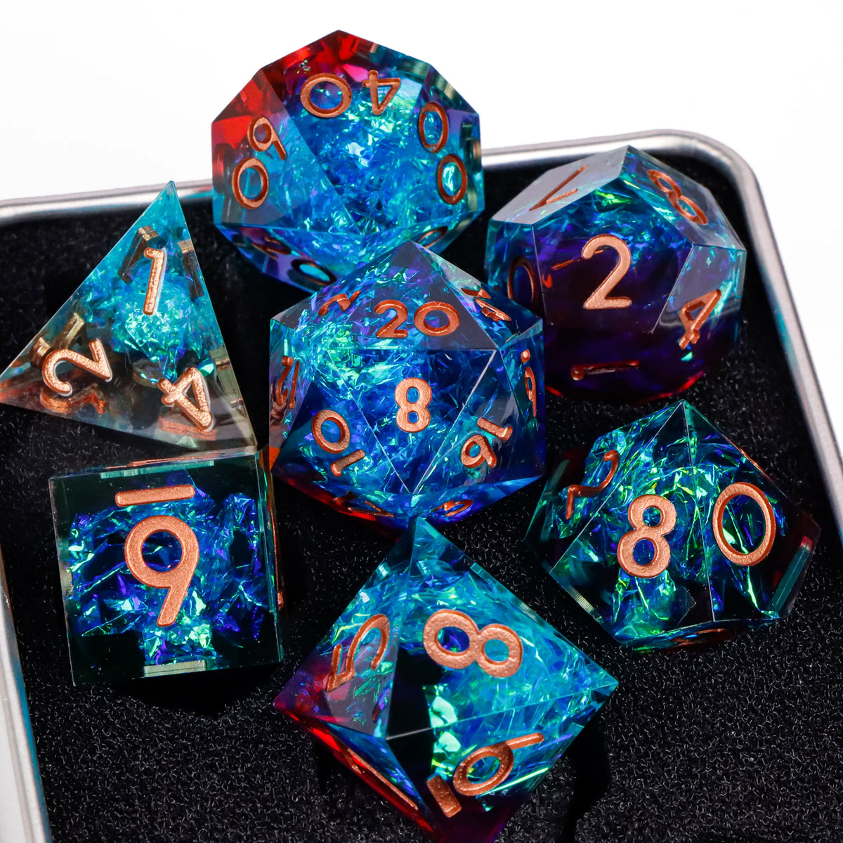 Resin Polyhedral Dice Set for Tabletop RPGs (7 Pieces)