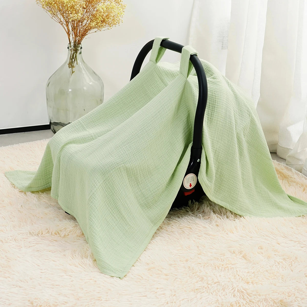 Soft Muslin Cotton Baby Car Seat Cover with Sunshade