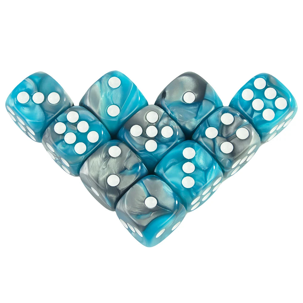 12mm Acrylic Dice Set – Mixed Colors, 10-Pack for Tabletop Gaming