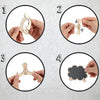 Four steps showing how to assemble mini wooden chalkboard signs with easels for decor