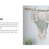 A decorative macrame wall hanging made of natural cotton rope with fringe details.