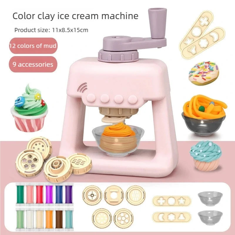Creative Ice Cream Shop Clay Set with Noodle Maker for Kids
