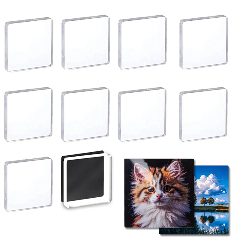 DIY Transparent Acrylic Fridge Magnets with Magnetic Sheet (Set of 5)
