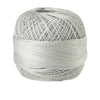 A ball of gray 100% cotton crochet thread used for tatting and embroidery.