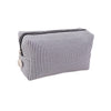 A striped canvas pencil case with a zipper pouch design.