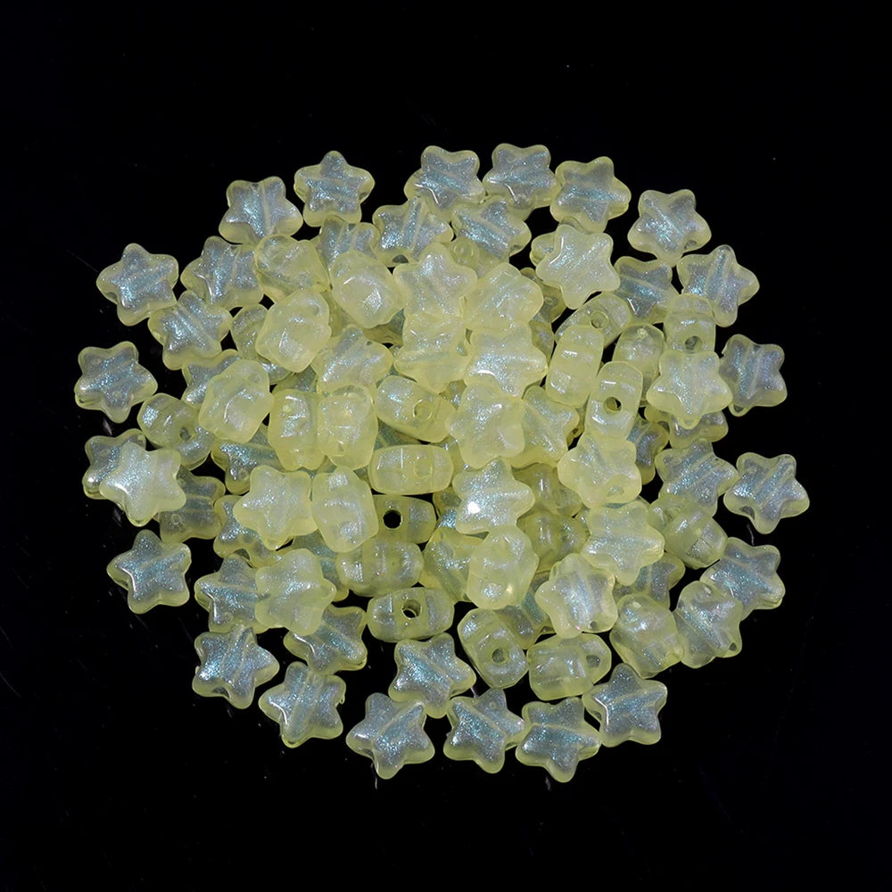 Mermaid Star Acrylic Beads – 10mm Luminous Loose Beads for DIY Jewelry