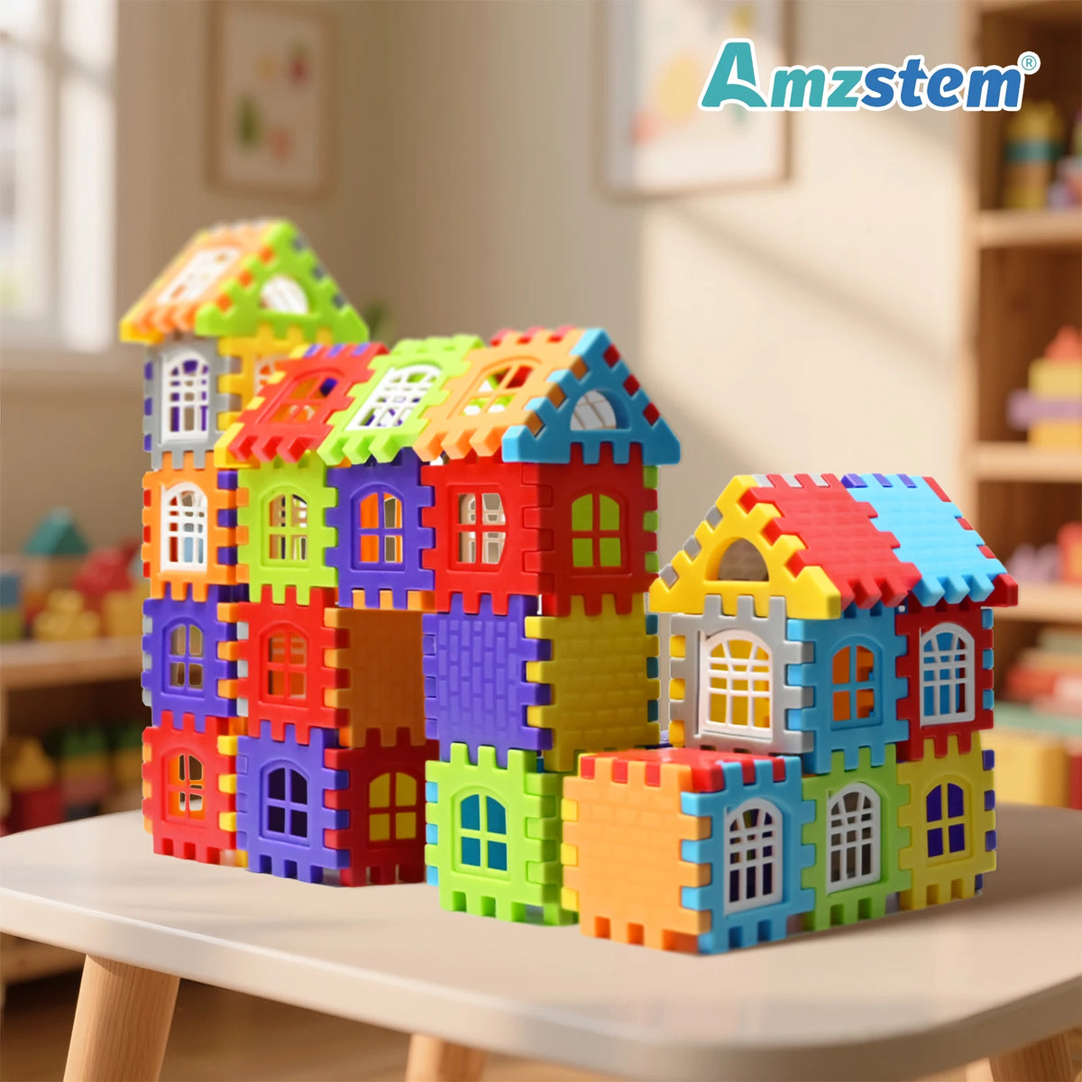 Large House Building Blocks Set with Window Designs – 140-Piece STEM Toy for Kids