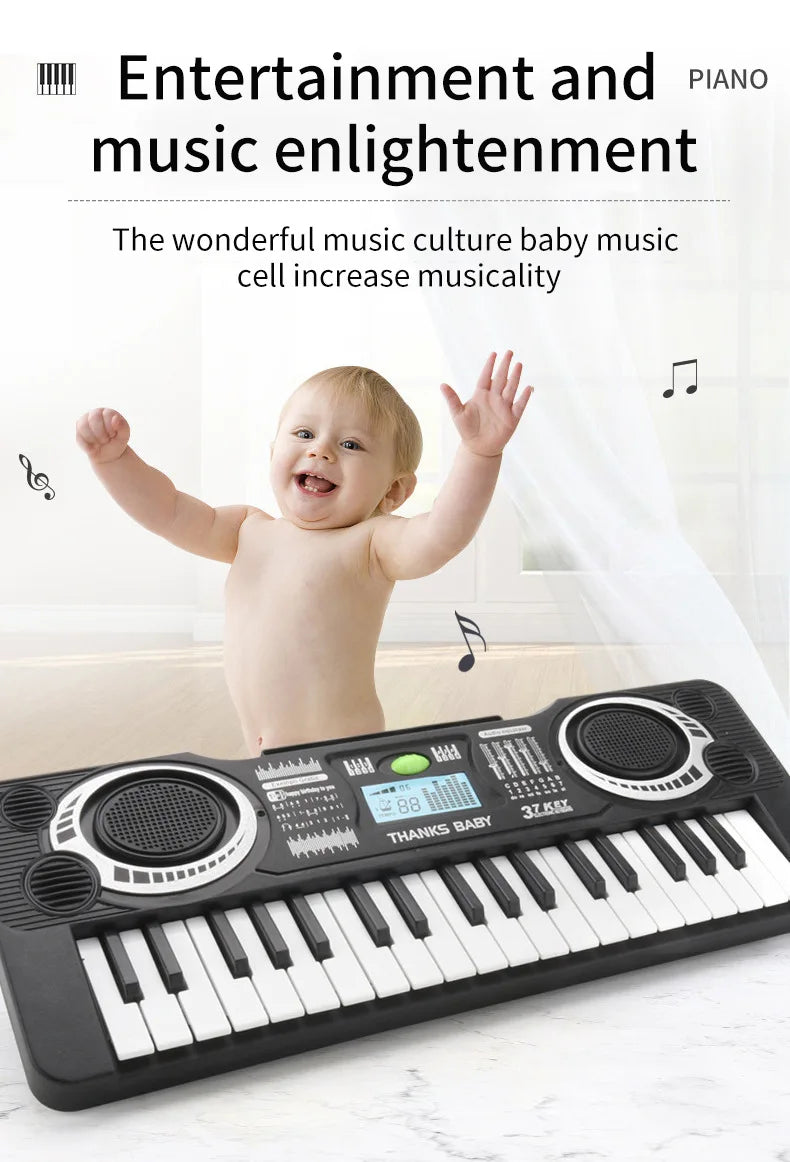 37-Key Electronic Keyboard Piano for Kids with LED Display