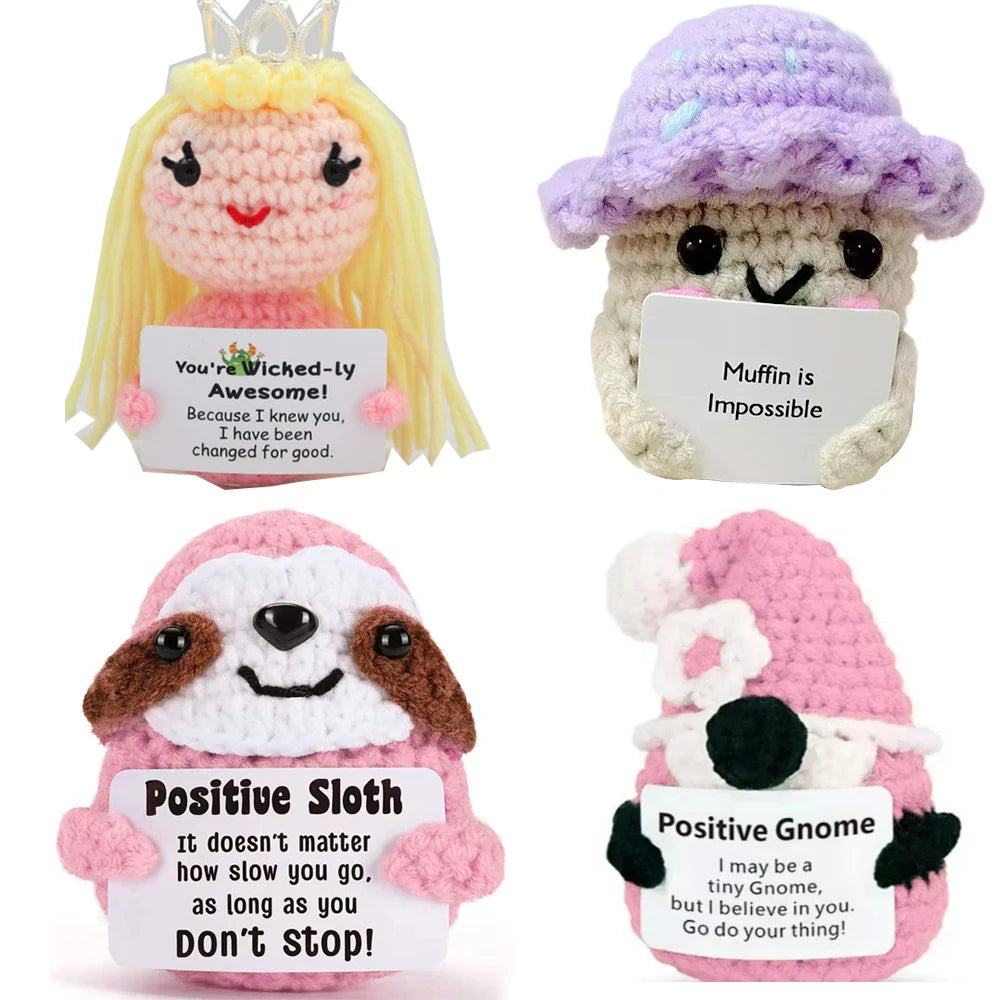 Emotional Support Crochet Doll – Funny Positive Gift for Friends & Desk Decor