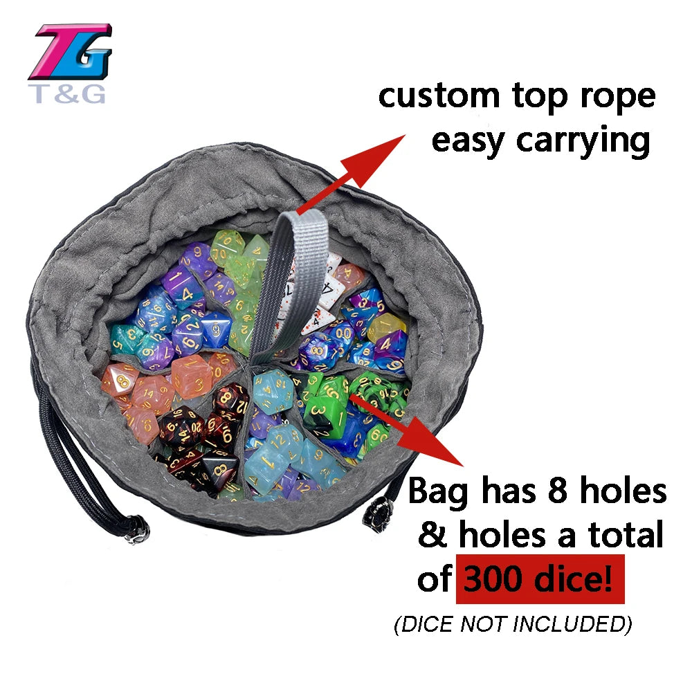 Velvet Dice Storage Bag with Interior Pockets