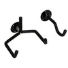 Black metal guitar wall mount hanger with a curved hook and mounting plate.