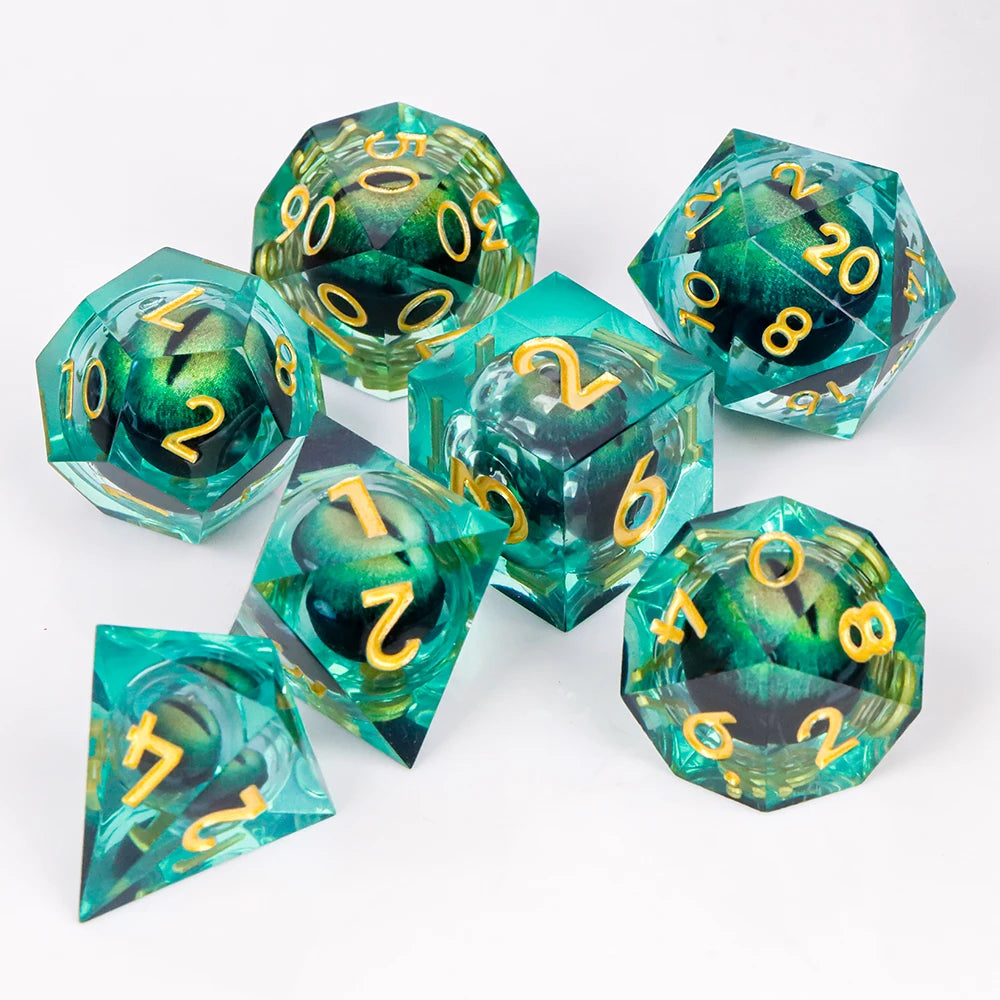 Eye Dice Set – 7-Piece Resin Polyhedral Dice for Horror RPG Games