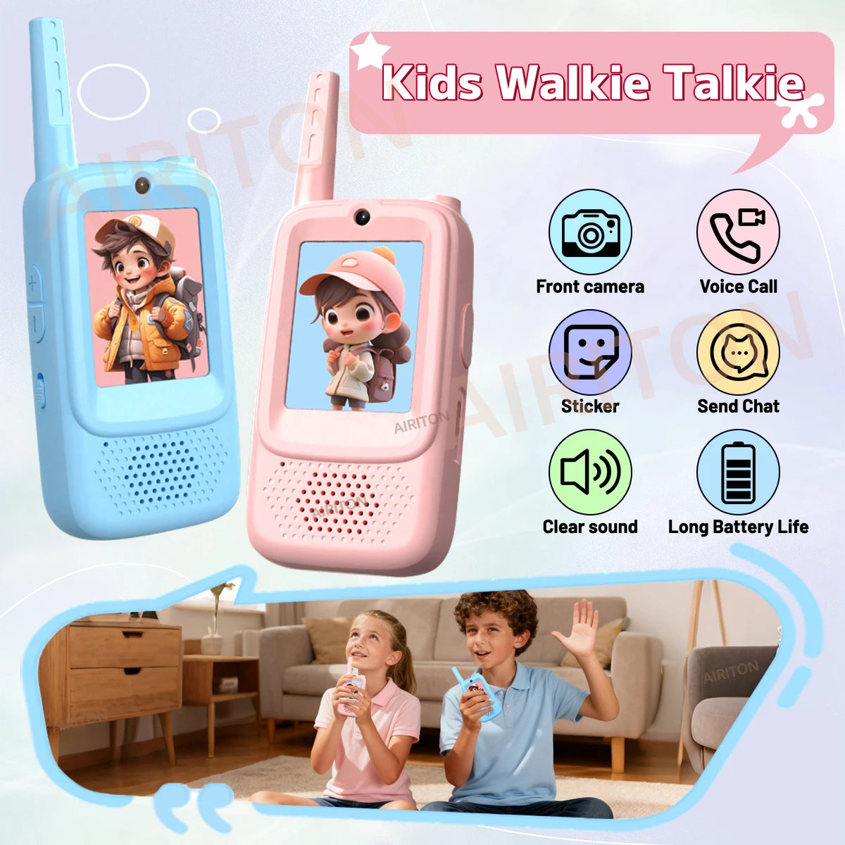Kids' Video Walkie-Talkies with Voice, Emoji, and Photo Sharing