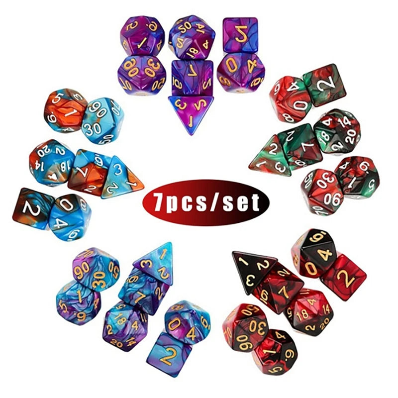 Multicolor Polyhedral Dice Set for RPG and Board Games