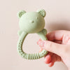 Bear-Shaped Silicone Baby Teether with Rattle Handle