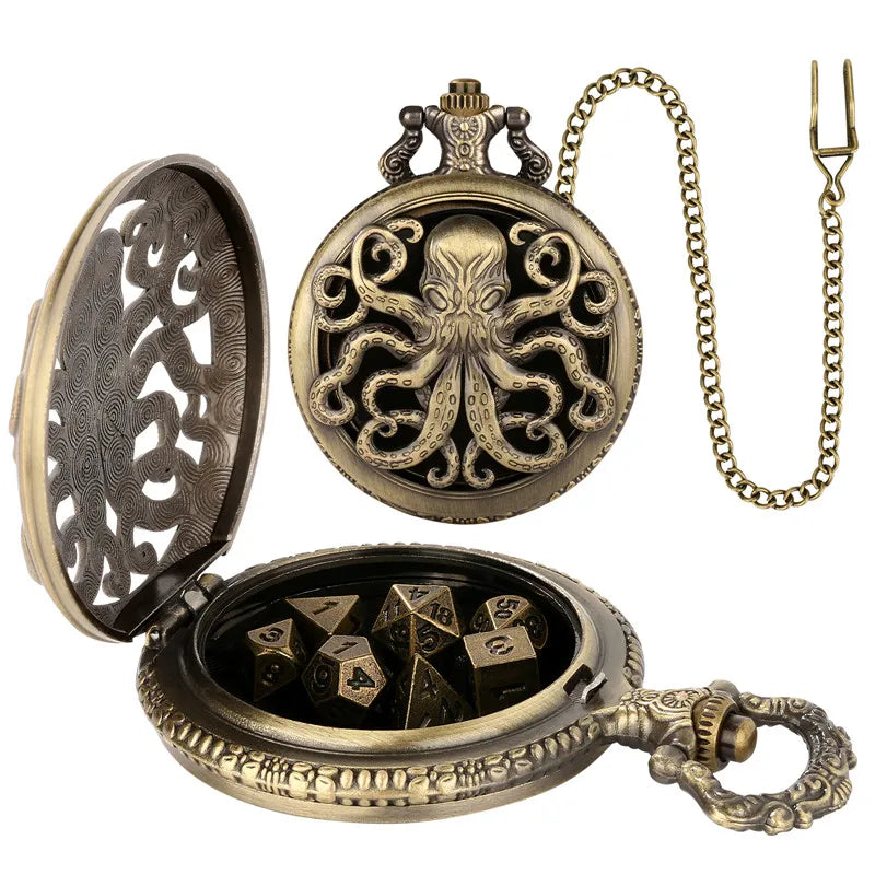 Octopus Pocket Watch Dice Set with Chain