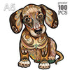 A detailed illustration of a puppy dog face and body in earthy tones, suitable for an A5 jigsaw puzzle.