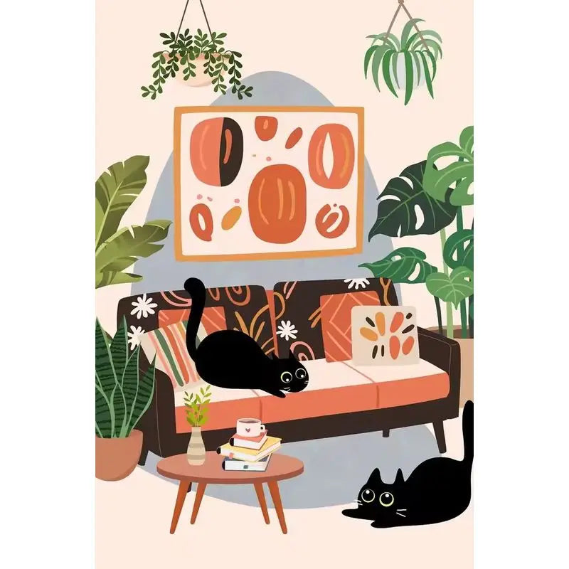 Black Cat & Plant Paint by Numbers Kit