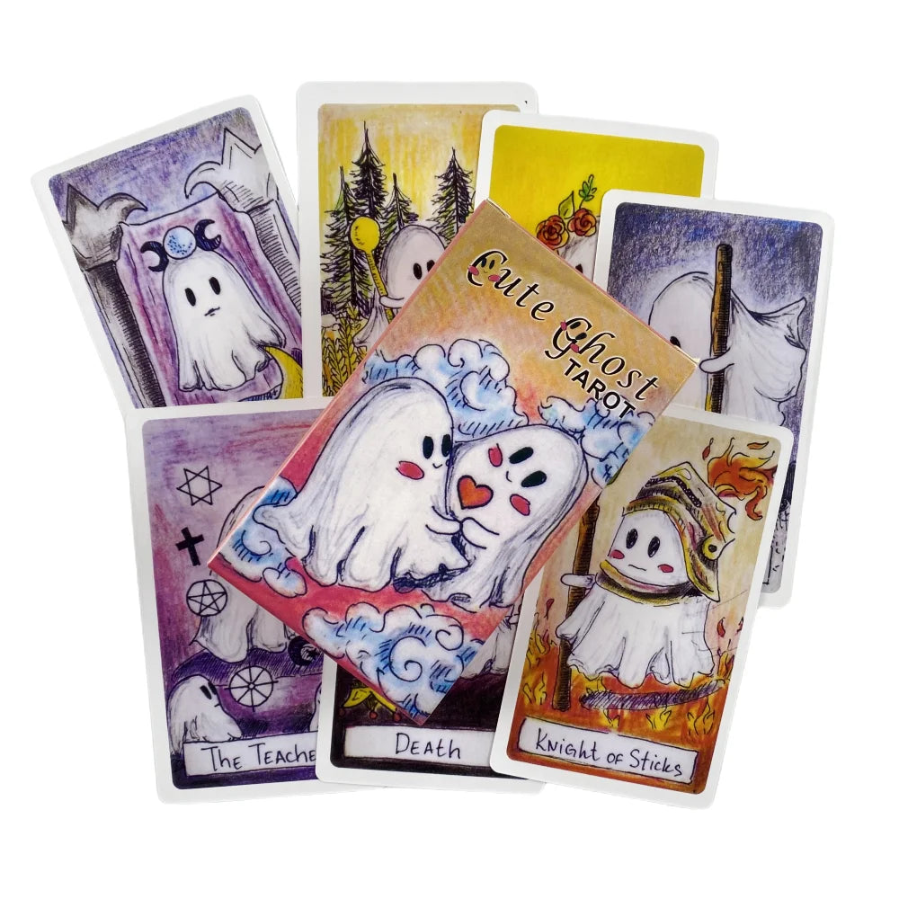 Cute Ghost Tarot Card Deck – 78 Card Divination Set for Fun & Reflection